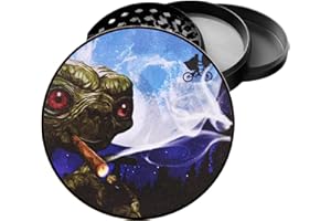 UKGLASS Alien Metal Grinder - Four Piece Grinder with Magnetic Top, Shark Teeth & Pollen Catcher - for Tobacco, Dry Herbs & Spices (60mm)