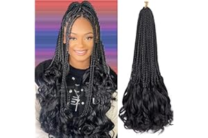 MLETULIPS French Curl Crochet Braids, 24inch, warkocze bokserskie, z falowanymi końcówkami, wstępnie zapętane, francuskie kręcone włosy, Crochet, syntetyczne włosy(24inch, 1B)