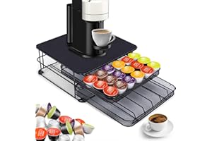 MASTERTOP Tiroir à Capsules Dolce Gusto 72 PCs, Rangement Dosettes avec Support de Machine à Café et 2 Tiroirs Coulissants, Distributeur Capsules de Grande Capacité avec Surface Anti-Vibration