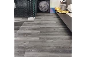 FLOREXP 𝐅𝐋𝐎𝐑𝐄𝐗𝐏 Vinyl Flooring - Lino Flooring with Grey Effect,Peel and Stick Floor Tiles Self Adhesive Flooring,𝟐.𝟎𝐦𝐦 18pcs Waterproof,for Office Living Room Bathroom Floor Plank(2.51m²,𝐆𝐫𝐞𝐲)