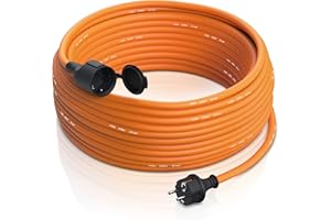 Brandson - Cable alargador Schuko 30m para Exteriores - MAX 3500 W - IP44 - Enchufe con Tapa Protectora - Cobre Revestimiento Flexible de Goma - Resistente a Lluvia Impactos aceites UV
