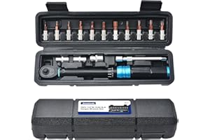 Zoomtools Lot de 16 clés dynamométriques pour vélo 2-24 Nm, 1/4" entraînement, jeu de clés dynamométriques à cliquet dynamométriques réglables pour entretien de vélo et moto