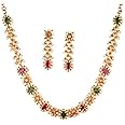 Sasitrends Traditional Micro Gold Plated Multi Color AD American Diamond Jewellery Necklace Jewellery Set for Women and Girls