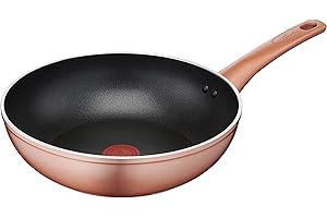 Lagostina Ramata Wok Antiaderente in Alluminio Ø 28 cm con Esterno Effetto Rame, Pentola Gas e Forno, Rivestimento Titanium Easy, Manico Ergonomico in Bakelite