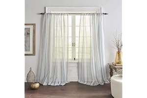 Elrene Home Fashions Hampton Stripe Sheer Window Curtain Panel, 52" x 84" (1, Blue
