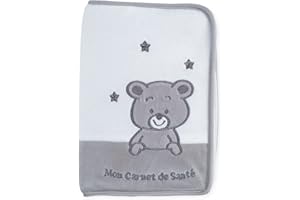 KINOUSSES - Protège Carnet de Santé Bébé "Ourson" - Velours Doux - Cadeau Naissance - Mixte Garçon et Fille