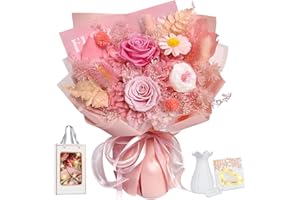 Blumenstrauß mit Vase, Ewige Rosen Strauß, Infinity Konservierte Echt Blumen Rosestrauß in Geschenkbox, Geschenke für Frauen Ehefrau Freundin zum Geburtstag Valentinstag Muttertag Weihnachten