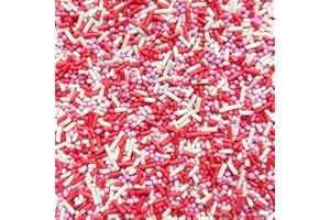 CALUM'S MIXES Pink, Red & White Mixed Sprinkles - 35g of Mixed Valentine's/Love Heart Cake Sprinkles Cupcake Toppers Decorations, 100s 1000s Mini Balls Nonpareils Strands Mix