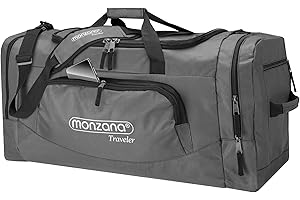 MONZANA® Sporttasche & Reisetasche mit Schuh & Nassfach 90Liter 65x32x33cm Tragegurt Seitenfach Wasserabweisend Weekender Fitness Duffle GMY Bag Grau