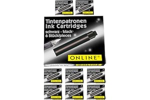 Cartouches d'encre standard ONLINE Noir, pack économique, encre universelle pour stylos plume et rollers à cartouches standards