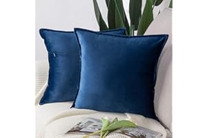 Madizz Lot de 2 Doux Velours Décoratif Housses de Coussin Luxe Style pour canapé Chambre Bleu foncé 40 x 40 cm