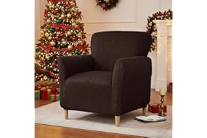 LiveGo Stretch Banquet Armchair Slipcover, Knit Chair Covers with Arms, Non-Slip Waterproof Chair Slipcover for Living Room, Office, Reception, and Pet-Friendly Furniture Protector (Coffee-A)
