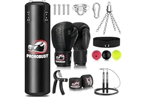 Prorobust Punch Bag Set, 120 cm PU Heavy Duty with 12 oz Boxing Gloves for MMA Kickboxing Home Training (Unfilled)
