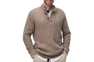 Comilaka Męskie swetry swetry dzianinowe stójka pulower bawełna na co dzień skręcona dzianina z długim rękawem guziki zima