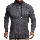 Leif Nelson Men's Knitted Hoodie Pullover - Acrylic & Wool Blend For Warmth And Style