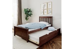 ‎MAX & LILY Max & Lily Bett 90x200cm inklusive Lattenrost, Kinderbett mit ausziehbarem Bett, Funktionsbett Gästebett, Holzbett aus neuseeländischem Kiefernholz, Dunkelbraun