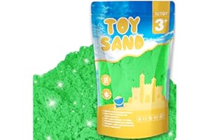 NiToy 1 kg Sand, trocknet nie aus, lustig für Kinder ab 3 Jahren, Nachfüllpackung für sensorisches Sandkasten-Spielzeug, ideal zum Formen, Drücken und Formen (Grün)