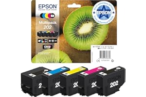 Epson Multipack 202 Kiwi, Cartouches d'encre d'origine, 5 couleurs: Noir, Cyan, Magenta, Jaune, Noir photo, XP-6000, XP-6005, XP-6100, XP-6105