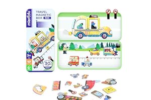 mierEdu Magnetic Dress Up, Dress-Up Dolls Playset, Pretend Play Magnetic Case, Travel Tin Magnetic Dress Up, 30+ Pieces Puzzles for Ages 3-5, Plane Games for girls boys kids, birthday gift - Cars