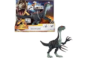 Mattel Jurassic World Dinosaurier, aus 'Dominion: Ein neues Zeitalter', Therizinosaurus Actionfigur, mit langen Klauen, Angriffsbewegungen & Geräuscheffekte, Spielzeug ab 4 Jahre, GWD65