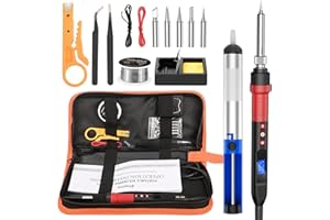 Saldatore Kit, Preciva 80W 220V Saldatore Elettrico con schermo LCD, Temperatura Regolabile 220℃〜500℃,5 Pz Punta saldatore, filo 30g, per Saldare Piccoli Elettrodomestici, Cellulari ecc.