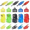 Everest Media Solutions EMS RJ45 Cat6 Pass Through Connectors and Strain Relief Boots, Assorted Colors - Pack of 50/50 | EZ to Crimp Modular Plug for Solid or Stranded UTP Network Cable