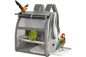BLUE BAZAAR Bird cage backpack Parrot Cage Portable Bird Carrier Backpack with Perch Breathable Mesh Dome Travel Bag for Parrots Small Birds Small Pets Lightweight Travel Backpack