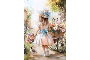 NEWENMO Bricolage Élégante Dame Diamond Painting Set,DIY Fleurs Peinture Diamant pour Adulte,5D Diamond Art Kits,Vintage Diamant Painting Kit Complet,pour Adulte Débutant Murale Décoration (30x40cm)