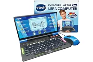 VTech Explorer Laptop Pro – Bilingualer Lerncomputer mit lehrreichen Spielen aus 8 Kategorien wie Lesen, Mathematik oder Englisch – Mit QWERTZ-Tastatur und Maus – Für Kinder von 6-8 Jahren