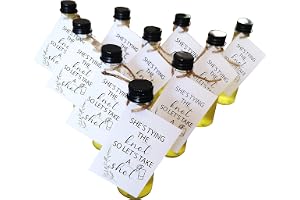 Hen Party Favours Shot Bottle Tags – 10 Pack – “She’s Tying the Knot Let’s Take a Shot” – Hen Do Mini Bottle Tags for Mini Al