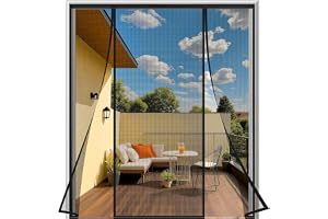 Sailimay Flugskärmsdörr 340 x 210 cm svart, magnetiskt insektsnät balkongdörr dubbeldörr – utan borrning självhäftande monter
