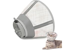 Supet Soft Cat Cone Collar, Air Mesh Pet Recovery Cone After Surgery to Stop Licking, Adjustable Elizabethan Collar Alternative for Small Kitten (M)