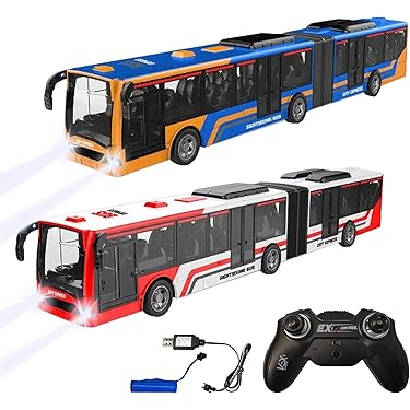 Bus Jouet Télécommandé 1:30 – 12,4x3,2x4,5 Pouces, Sans Fil, Design Réaliste, Cadeau Pour Enfants Garçons Et Filles, 4 Piles AA Non Incluses