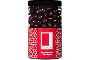 Rita Farhi Dark Chocolate Covered Coffee Beans in a Gift Jar - Chocolate Espresso Beans - 290 grams - Palm Oil Free