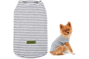 SMALLLEE_LUCKY_STORE Basic Pet Knitted Cotton Striped Tee Shirt for Small Dogs Cats Boy Girl Puppy Sleeveless T Shirt Vest Soft Chihuahua Summer Clothes,Grey,XXL