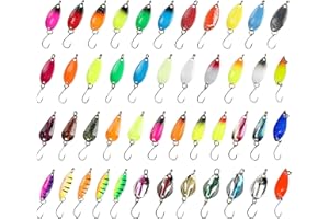 LAKIGOES Cucchiaini Da Pesca Esche 46 Pezzi Esche Artificiali,Esche Da Pesca, Fishing Set,Esche Per La Pesca Alla Trota,Spoon Trout Area Per Trota, Persico,Luccio Spoon Kit Con Scatola