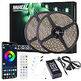 MIWATT Strisce LED impermeabili da 20 m,LED Sincronizzazione musica Luci a LED che cambiano colore con controllo app e teleco