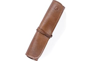Angus Stoke Rouleau de Couteau de Chef en Cuir véritable de Haute qualité à 7 Fentes Steve - Sac à Outils Enroulable Sac à Outils fermable - Sac à Couteaux Steve (7 - Compartiments, Brun)