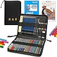 H & B Coloured Pencil,Artist Colouring Pencil,Professional Drawing Pencil Set for Children,Artists Adult,Painter Ideal for Sketching Kids (51 colorful pencils with sketch pad and book)