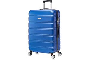 Flymax 29" Large Suitcases on 4 Wheels Lightweight Hard Shell Luggage Durable Check in Hold Luggage Built-in 3 Digit Combination Navy 100L