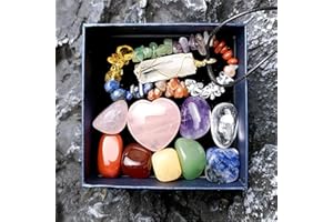 DOEUNNER Crystals Crystal Gifts Healing Gemstones Spiritual Bracelet Anxiety Necklace Amethyst Heart of Stone Rose Quartz Stones Set Chakra Gem Moonstone Meditation Accessories Reiki for Women