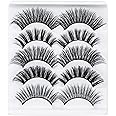 URAQT False Eyelashes, 5 Pairs Mixed 3D Mink Eyelashes Fluffy Volume, Hand-made Dramatic Fake Eye Lashes, Black Nature Soft, for Various Makeups