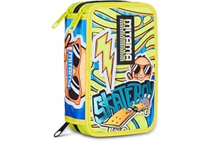 Mitama Astuccio Scuola 3 Scomparti, SUPER TRIPLO FLASH, Contenuto 47 pz, Completo di Matite, Pennarelli, Portapenne Scuola Elementare Bambino