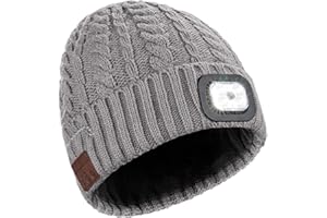 TAGVO Gorro Musical Inalámbrico con Luz, Gorro Bluetooth LED, Faro Recargable de Invierno Manos Libres Gorro con Auriculares, Hombres Mujeres Gorro Christma para Senderismo Camping Ciclismo Correr