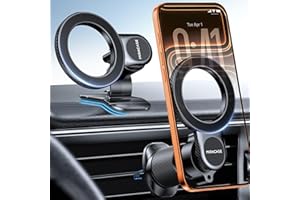 Miracase for MagSafe Car Mount,[Won’t Block Vent &Double Steel Hook] 2 in 1 Magnetic Phone Holder for Car Air Vent Dashboard with N55 Magnets for iPhone 17 Pro Max Air/16/15/14/13/12&MagSafe Case
