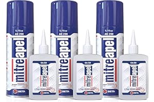 Mitreapel Lot de 2 tubes de colle Superka (3 x 50 g) avec activateur de colle en spray (3 x 200 ml) – Colle cyanoacrylate pour bricolage et construction