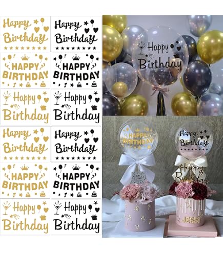 Mimeile Happy Anniversary Balloon Stickers I Love You Bobo Balloon Stickers Mixed Color DIY Letter Decorative Decals Glass Paster Celebration Party Supplies 10 PCS