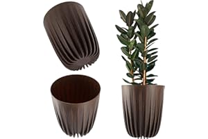 KADAX Doniczka z tworzywa sztucznego z naturalnych materiałów, nowoczesna donica na rośliny z geometrycznym wzorem, okrągła donica na kwiaty z wkładką, naturalna donica na kwiaty, wysoka donica (Ø 30