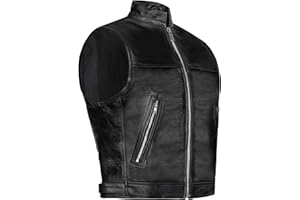 PAULGOS Lederweste Weste Kutte Leder Biker Rocker Motorrad Clubweste Bikerweste Motorradweste Schwarz BW8