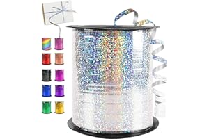 YOUYIKE Nastro Pacchi Regalo 450m/500 Yards Argento - Confezione Metallica Lucida per Fai da Te, Natale, Matrimonio, Fiorista, Compleanno, Decorazione